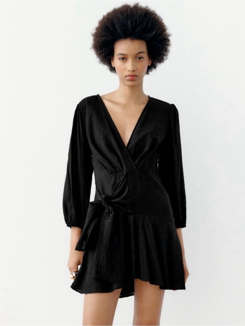 Zara Black Crossover Bow Tie Side
Long Sleeve Dress Size M